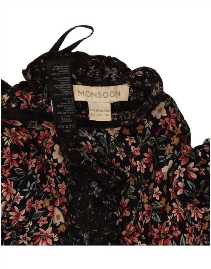 Monsoon Womens Long Sleeve Blouse Top UK 22 3XL Multicoloured Floral