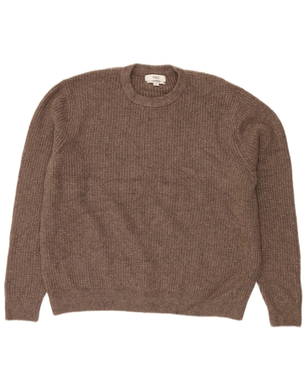 Marks & Spencer Mens Crew Neck Jumper Sweater XL Beige Flecked Acrylic