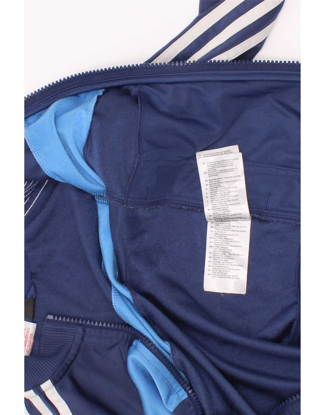 Adidas Boys Tracksuit Top Jacket 5-6 Years Navy Blue Colourblock Polyester