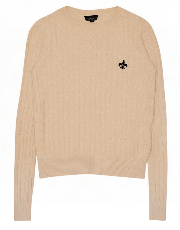 Topshop Womens Boat Neck Jumper Sweater UK 6 XS Beige Acrylic