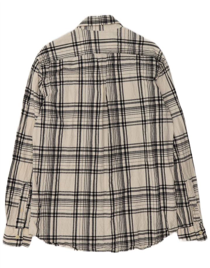Zara Mens Relaxed Fit Flannel Shirt Medium Off White Check Cotton