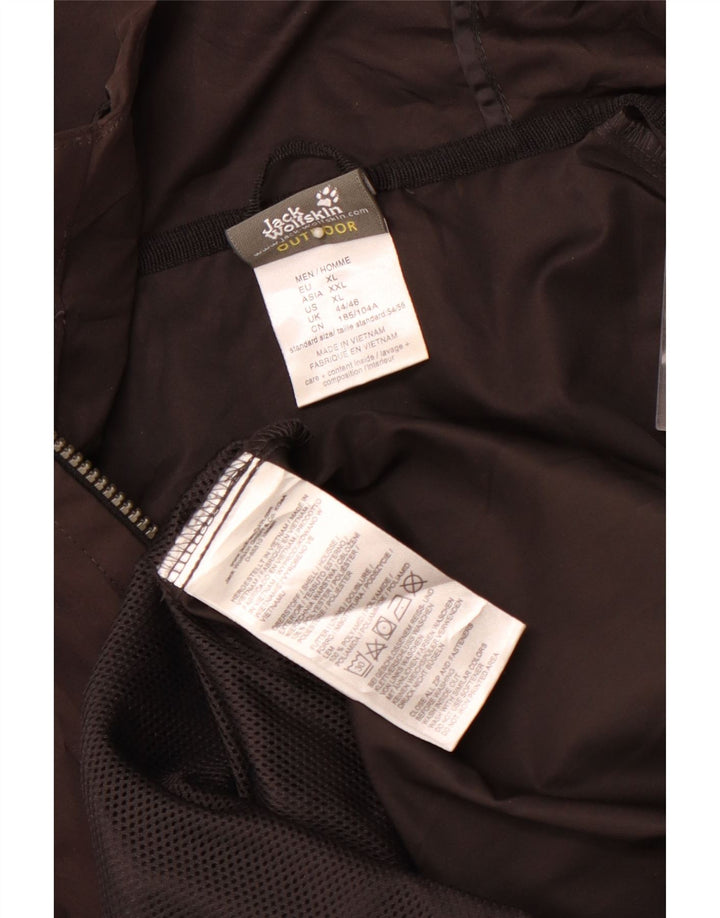 JACK WOLFSKIN Mens Hooded Rain Jacket UK 44/46 XL Brown Polyester
