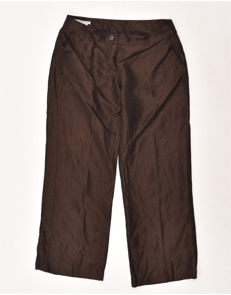 GERMANO Womens Straight Chino Trousers UK 12 Medium W32 L28 Brown Viscose | Vintage Germano | Thrift | Second-Hand Germano | Used Clothing | Messina Hembry 