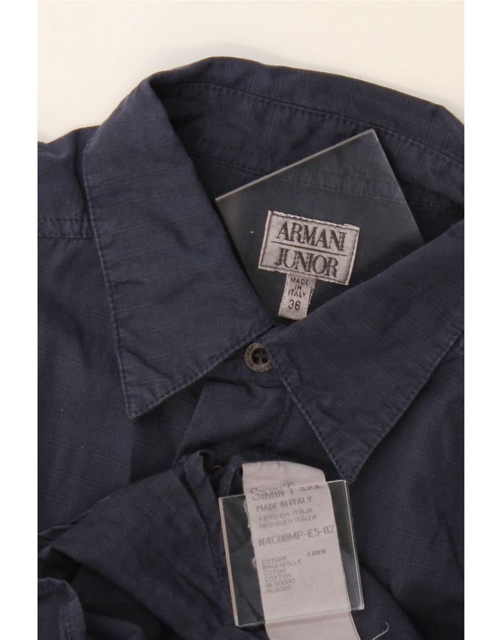 ARMANI JUNIOR Boys Shirt 15-16 Years Navy Blue Cotton Vintage Armani Junior and Second-Hand Armani Junior from Messina Hembry 