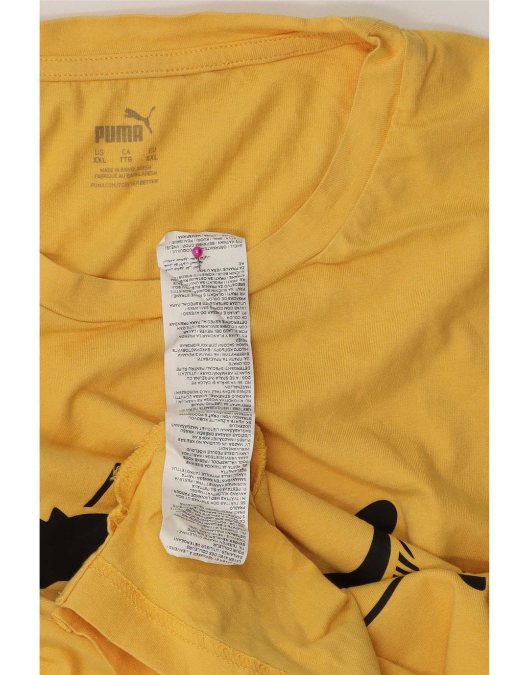 Puma Mens Graphic T-Shirt Top 2XL Yellow Cotton