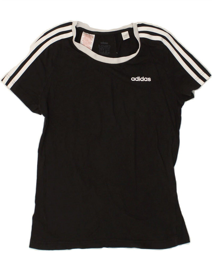 ADIDAS Boys T-Shirt Top 11-12 Years Black Cotton | Vintage Adidas | Thrift | Second-Hand Adidas | Used Clothing | Messina Hembry 