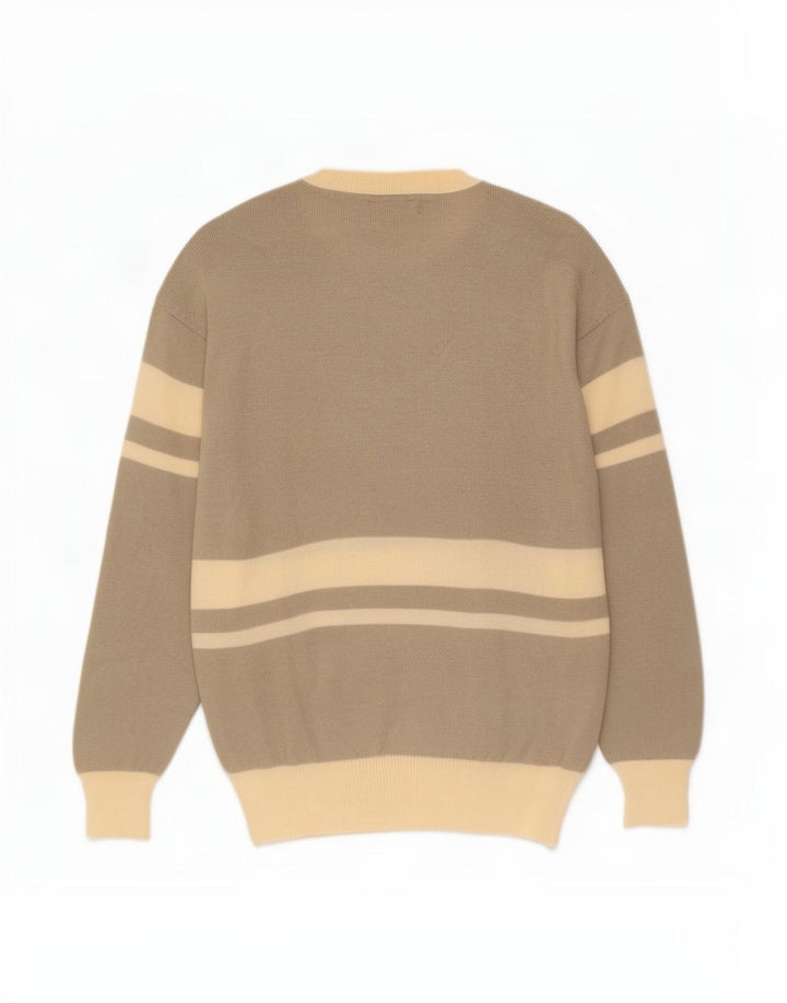 Les Copains Mens Crew Neck Jumper Sweater IT 52 Large Grey Colourblock Wool