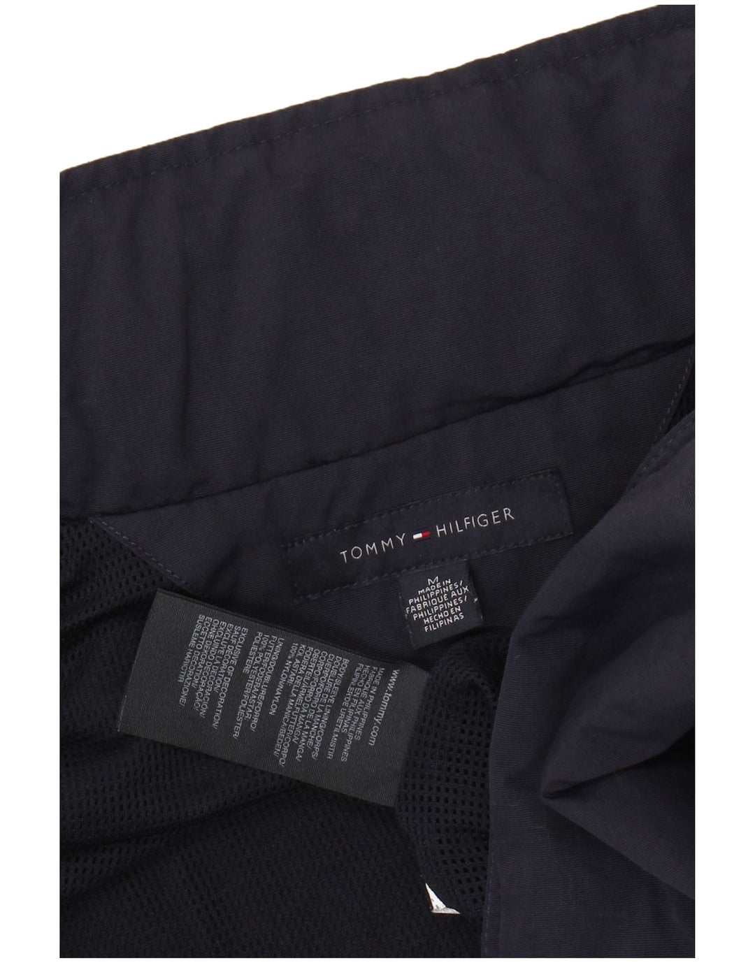 TOMMY HILFIGER Mens Hooded Bomber Jacket UK 38 Medium Navy Blue Nylon