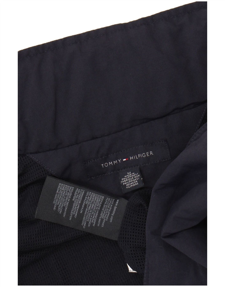 TOMMY HILFIGER Mens Hooded Bomber Jacket UK 38 Medium Navy Blue Nylon