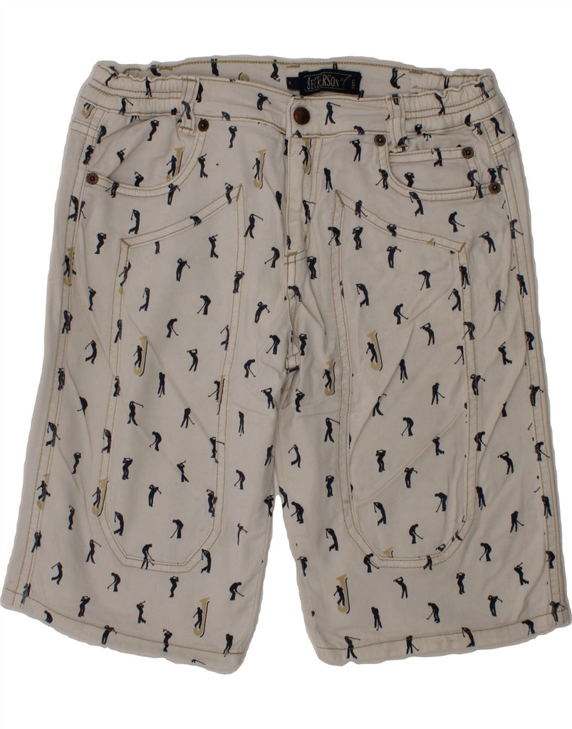 JECKERSON Girls Graphic Casual Shorts 7-8 Years W26 Off White Cotton Vintage Jeckerson and Second-Hand Jeckerson from Messina Hembry 