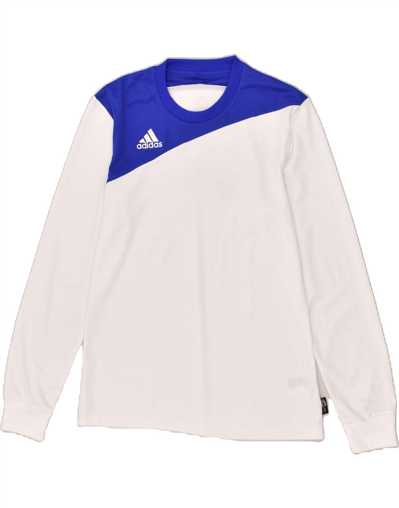 ADIDAS Mens Top Long Sleeve Small White Colourblock Polyester | Vintage Adidas | Thrift | Second-Hand Adidas | Used Clothing | Messina Hembry 