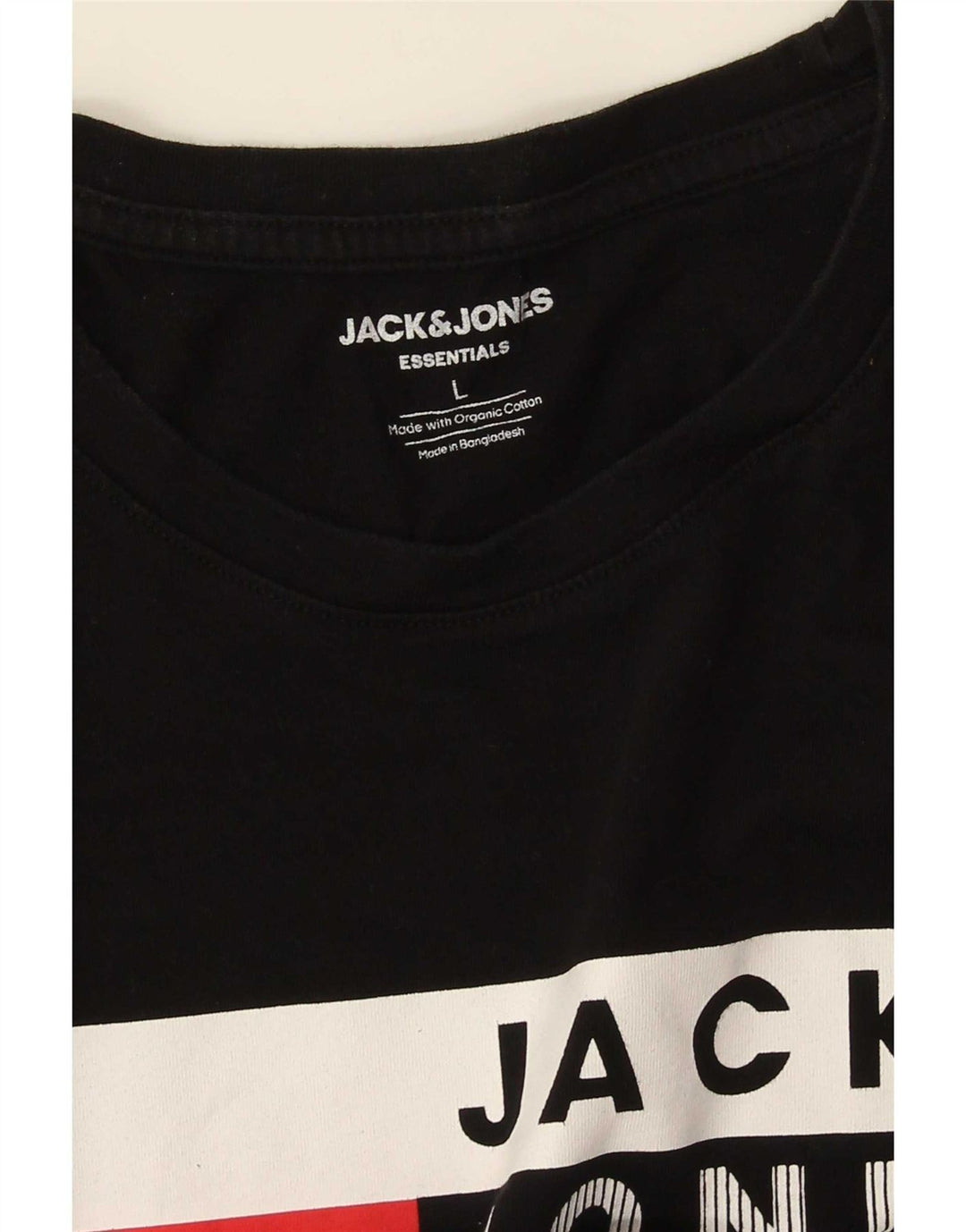 Jack & Jones Mens Graphic T-Shirt Top Large Black Cotton