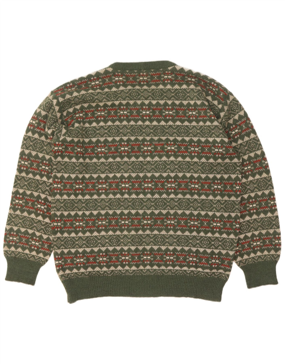 Silvy Mens Crew Neck Jumper Sweater IT 52 Large Green Fair Isle