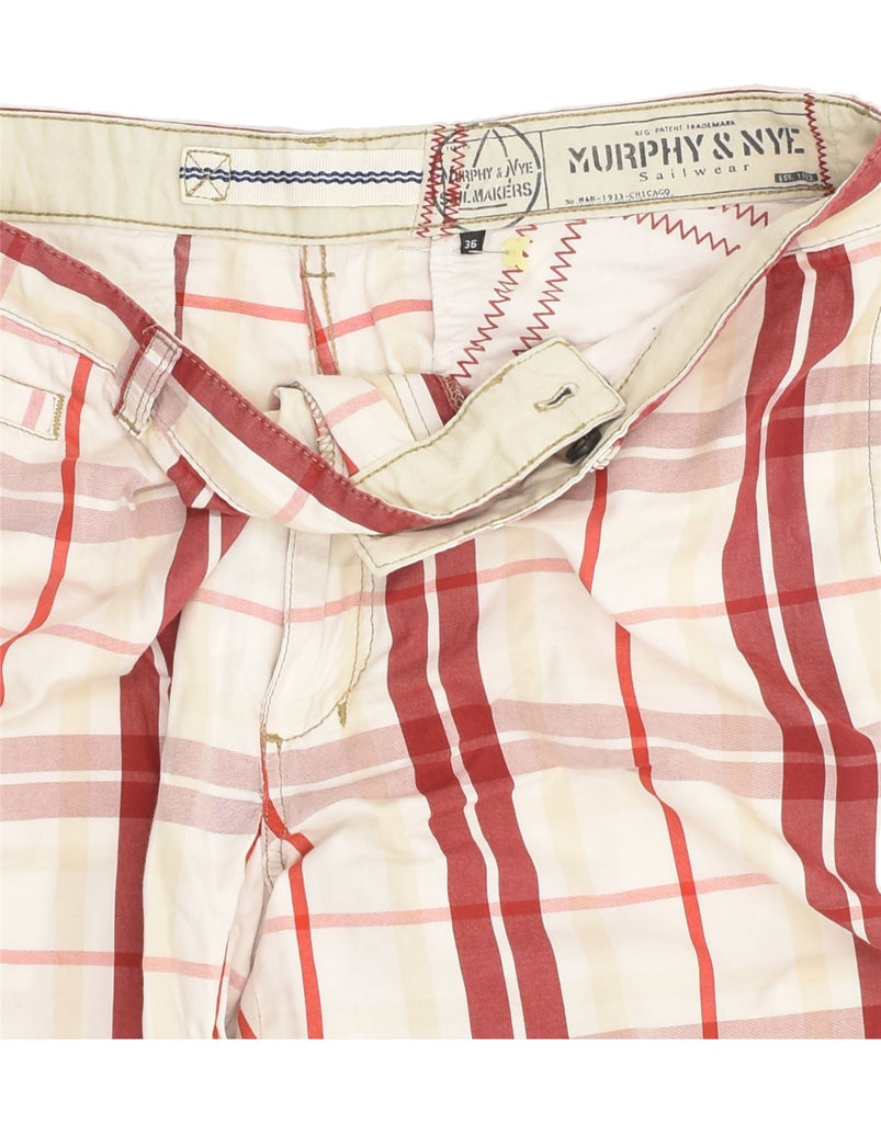 MURPHY & NYE Mens Chino Shorts Large W36  Beige Check Cotton | Vintage Murphy & Nye | Thrift | Second-Hand Murphy & Nye | Used Clothing | Messina Hembry 