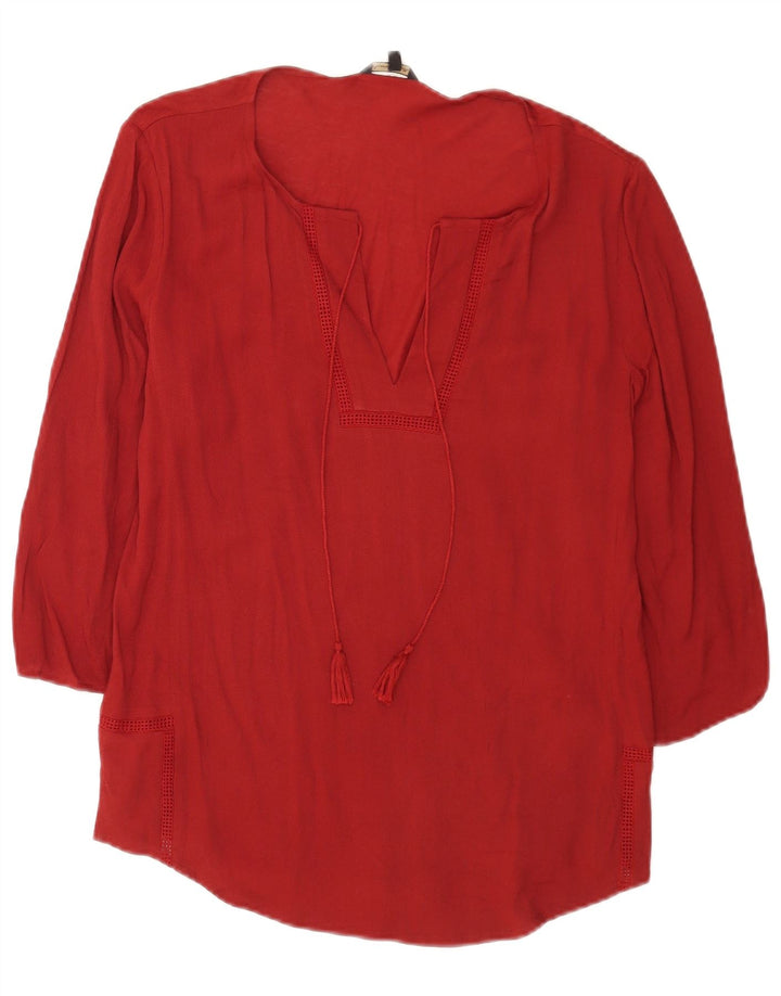 Massimo Dutti Womens 3/4 Sleeve Tunic Top UK 14 Medium Burgundy Viscose