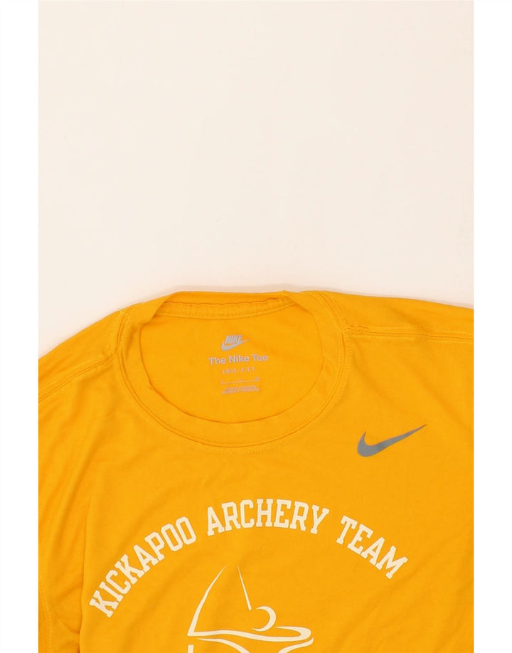 NIKE Mens Dri Fit Graphic T-Shirt Top Small Yellow Polyester Vintage Nike and Second-Hand Nike from Messina Hembry 