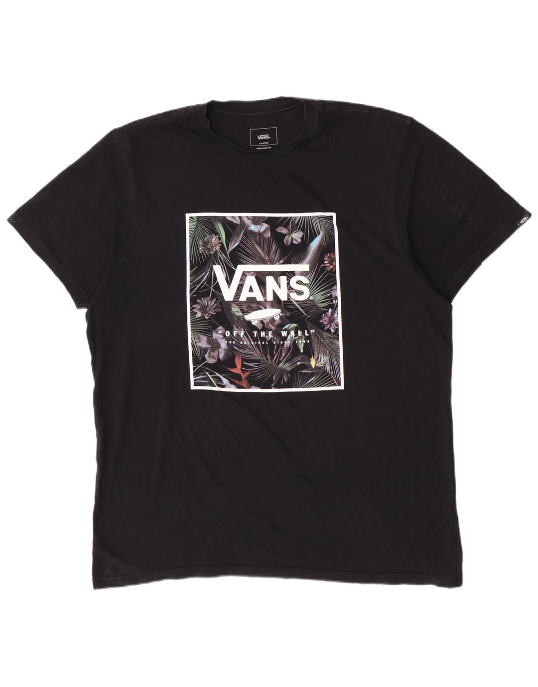 Vans Mens Custom Fit Graphic T-Shirt Top XL Black Cotton