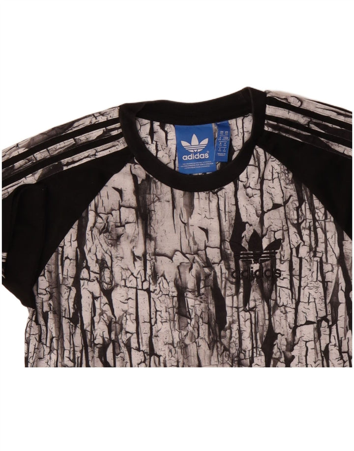 ADIDAS Mens Abstract Pattern Graphic T-Shirt Top XS Black Polyester