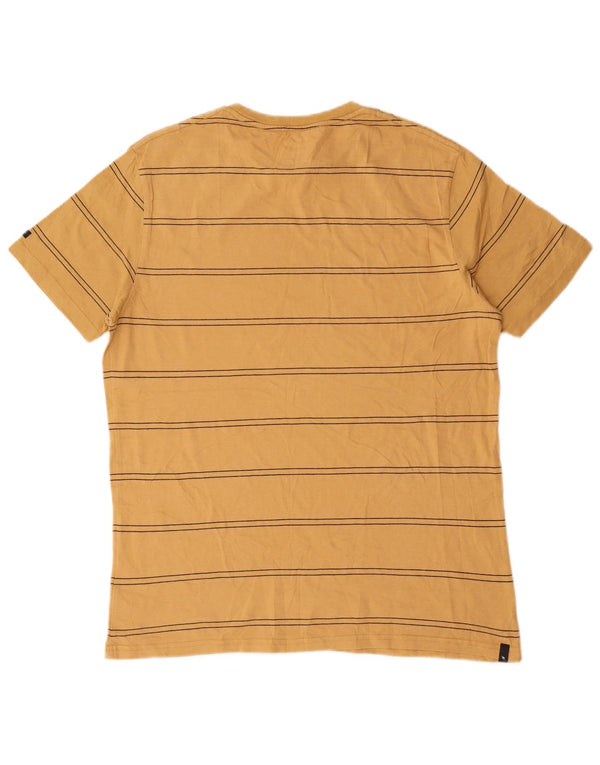 Rip Curl Mens Standard Fit T-Shirt Top Medium Yellow Striped Cotton