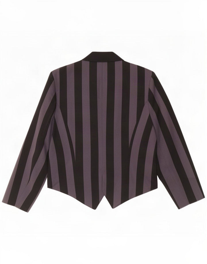 Vintage Womens Double Breasted Blazer Jacket UK 14 Large Black Striped