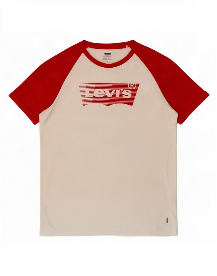 Levi's Mens Graphic T-Shirt Top Medium White Colourblock Cotton