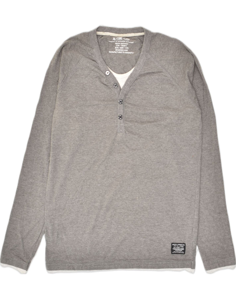 JACK & JONES Mens Top Long Sleeve Small Grey Polyester | Vintage Jack & Jones | Thrift | Second-Hand Jack & Jones | Used Clothing | Messina Hembry 