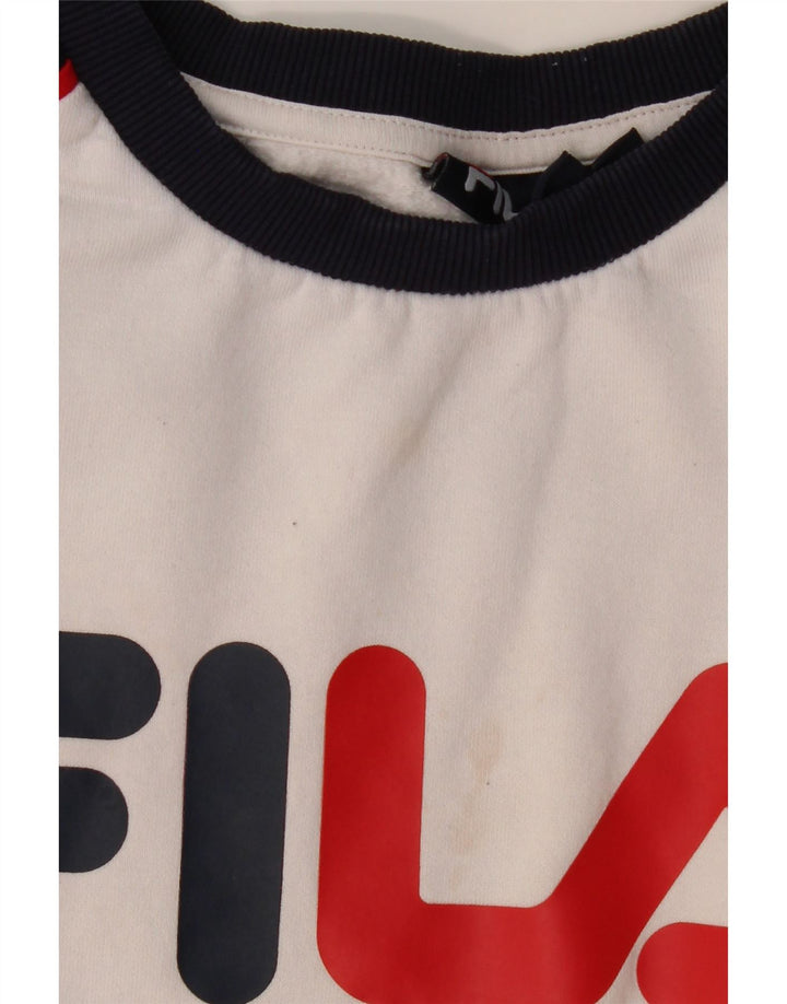 FILA Mens Graphic Sweatshirt Jumper Large White Colourblock Cotton