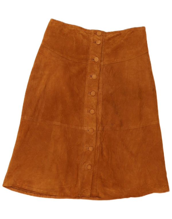 Vintage Womens Suede A-Line Skirt W36 XL Beige