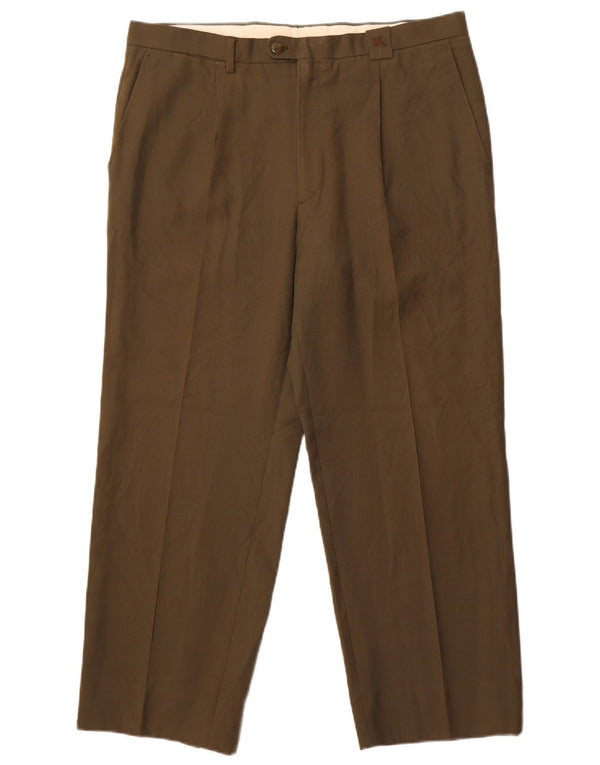 Burberrys Mens Straight Suit Trousers  W36 L27 Khaki Wool