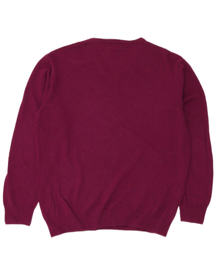 KAPPA Mens V-Neck Jumper Sweater 2XL Purple Lambswool