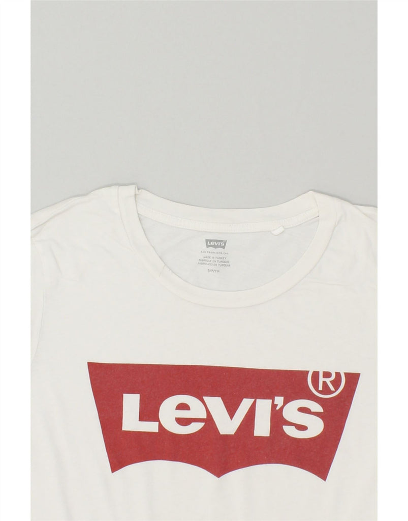 LEVI'S Womens Graphic T-Shirt Top UK 10 Small White Cotton | Vintage Levi's | Thrift | Second-Hand Levi's | Used Clothing | Messina Hembry 