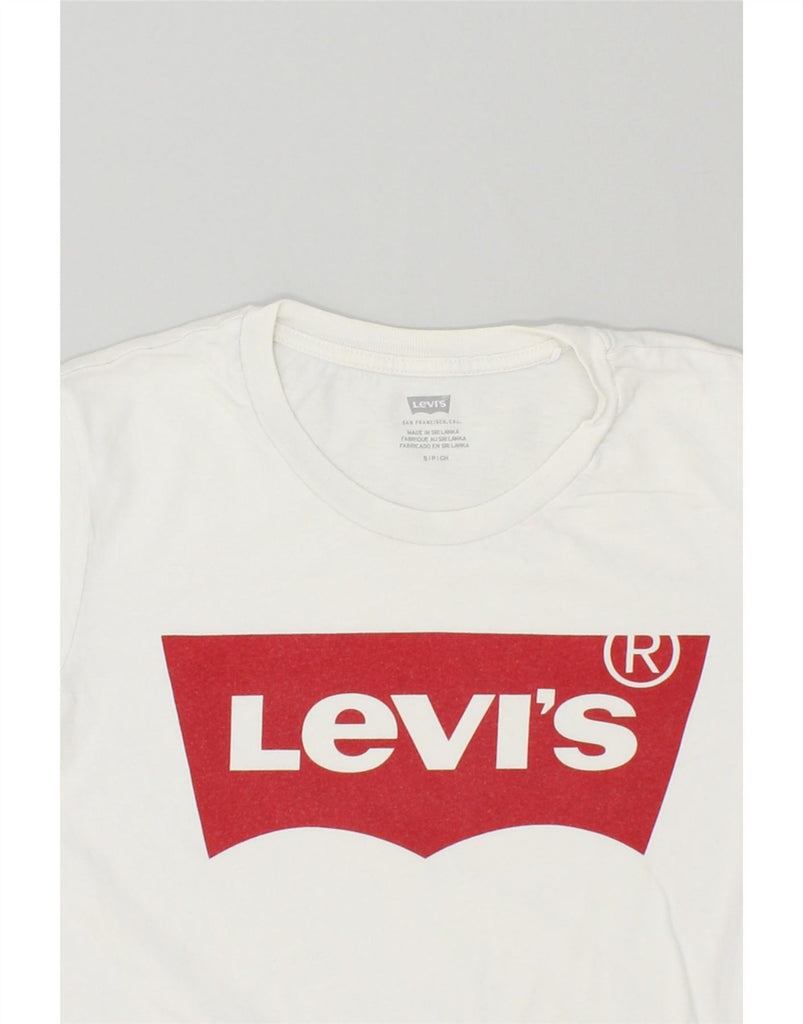 LEVI'S Womens Graphic T-Shirt Top UK 10 Small White Cotton Vintage Levi's and Second-Hand Levi's from Messina Hembry 