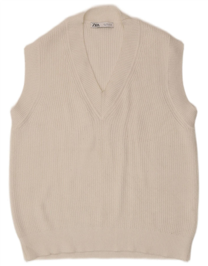 Zara Womens Vest Tank Top UK 16 Large White Viscose