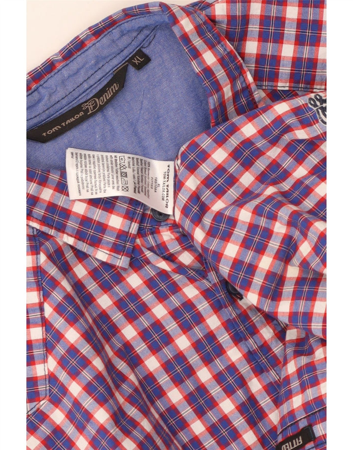 Tom Tailor Mens Shirt XL Blue Check Cotton