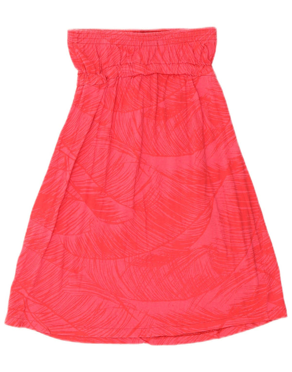 Fishbone Womens Strapless Dress UK 12 Medium Pink Floral Cotton