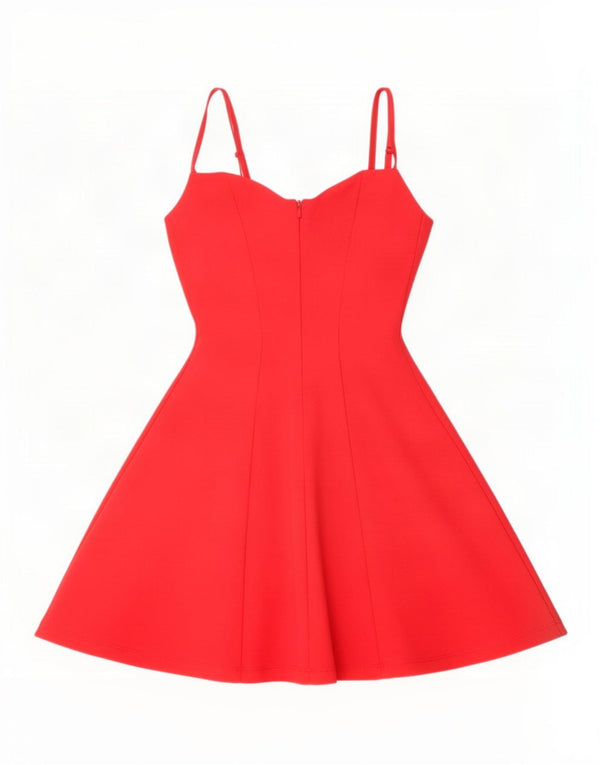 Zara Womens Sleeveless Swing Dress UK 8 Small Red Cotton