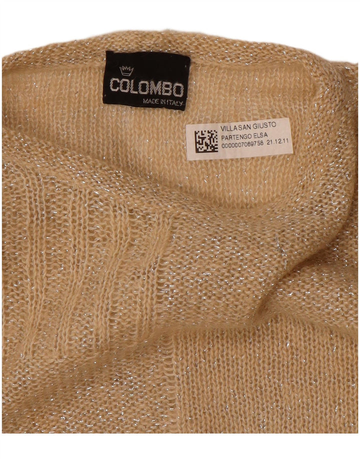 Colombo Womens Boat Neck Jumper Sweater UK 12 Medium Beige Geometric