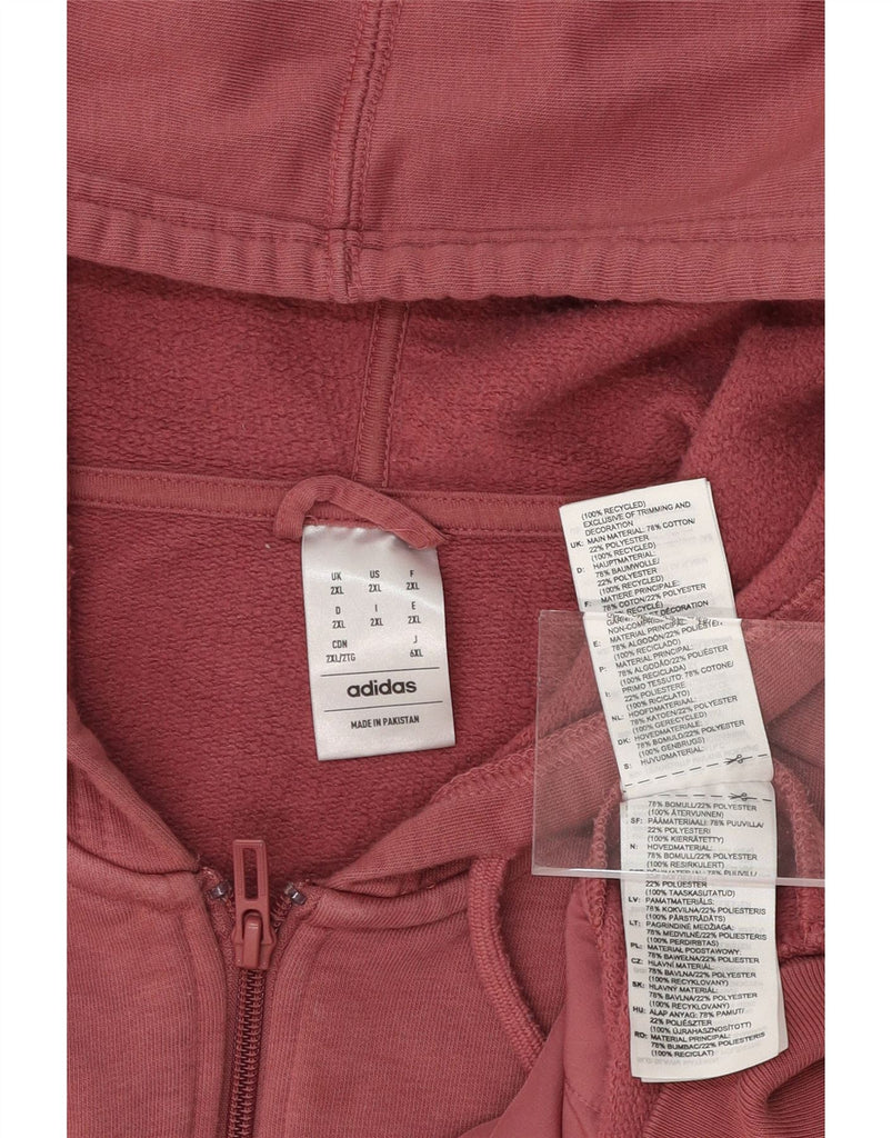 ADIDAS Mens Zip Hoodie Sweater 2XL Burgundy Cotton Vintage Adidas and Second-Hand Adidas from Messina Hembry 