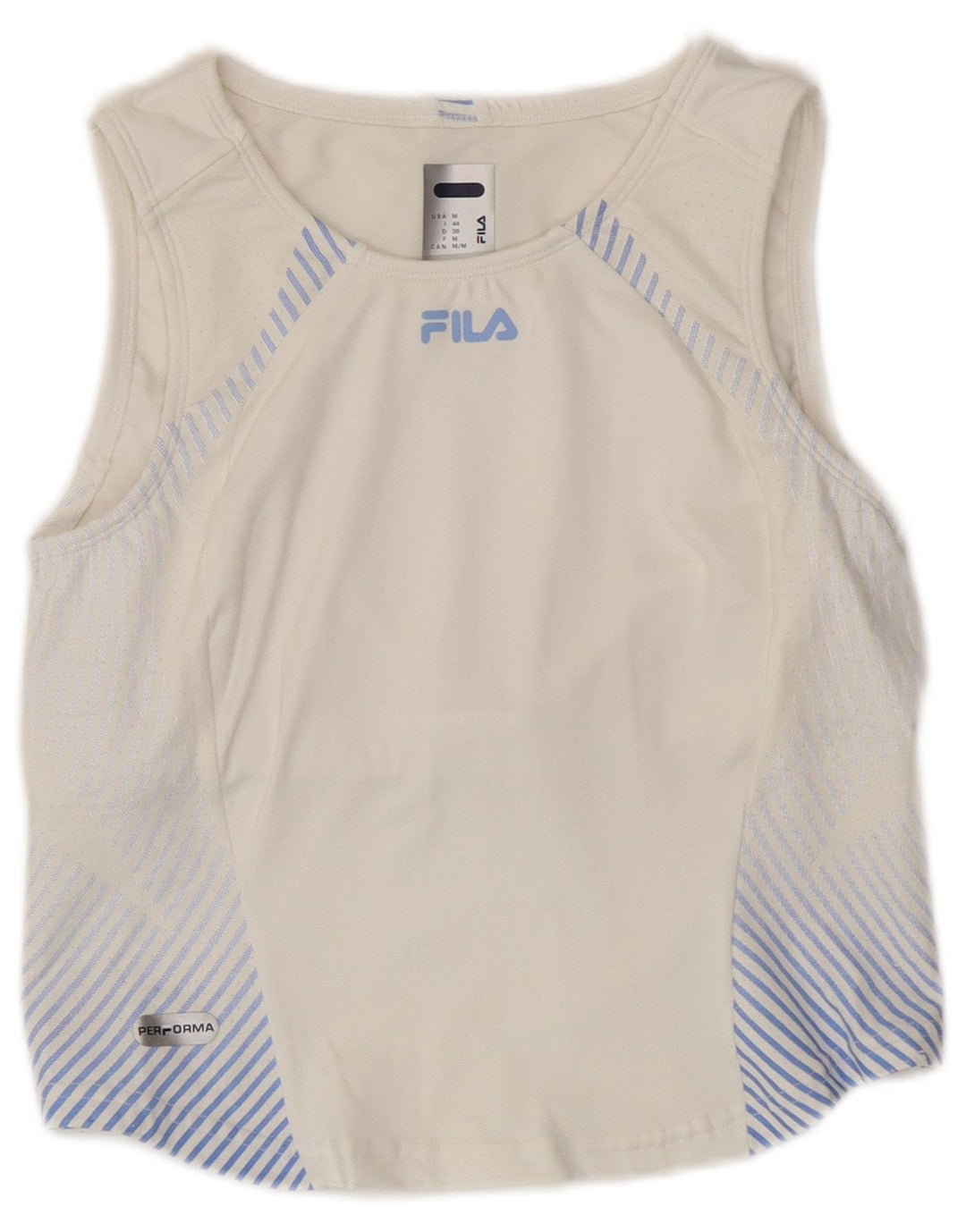 FILA Womens Vest Top IT 44 Medium White Striped Polyamide