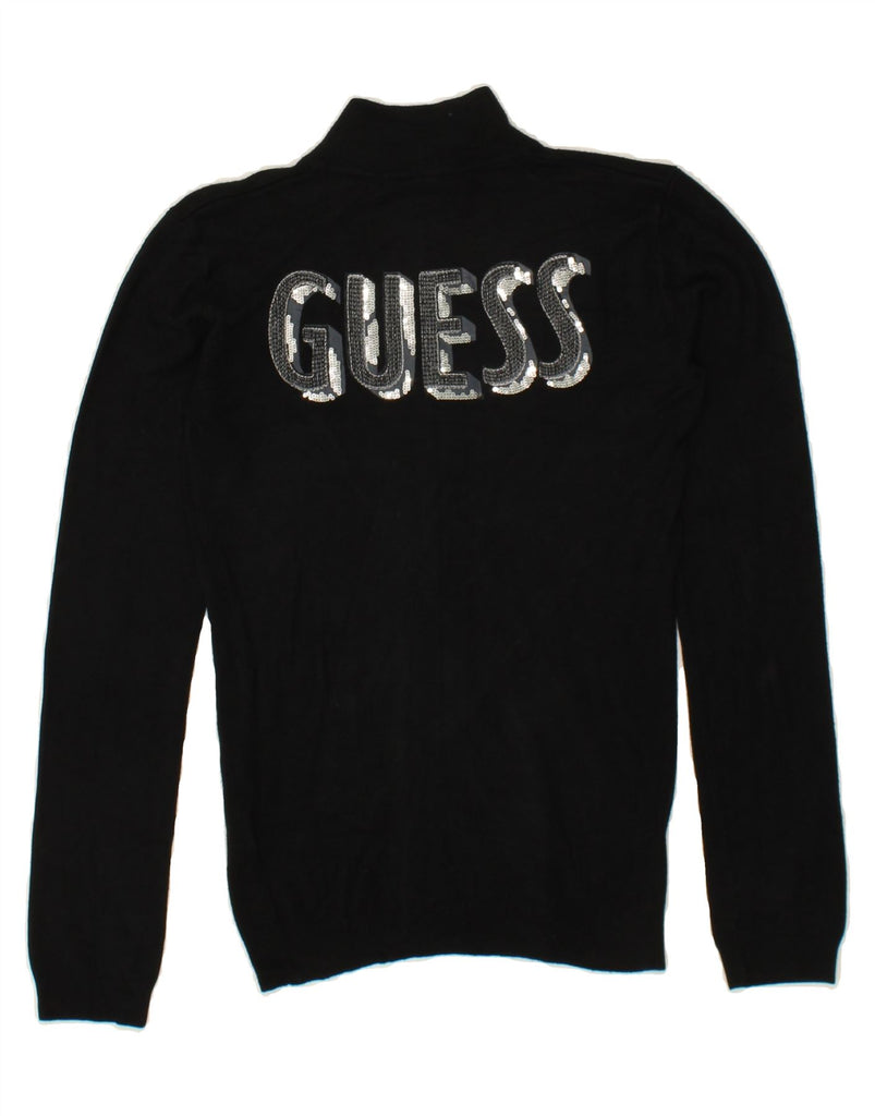 GUESS Girls Graphic Cardigan Sweater 13-14 Years Black Cotton Vintage Guess and Second-Hand Guess from Messina Hembry 