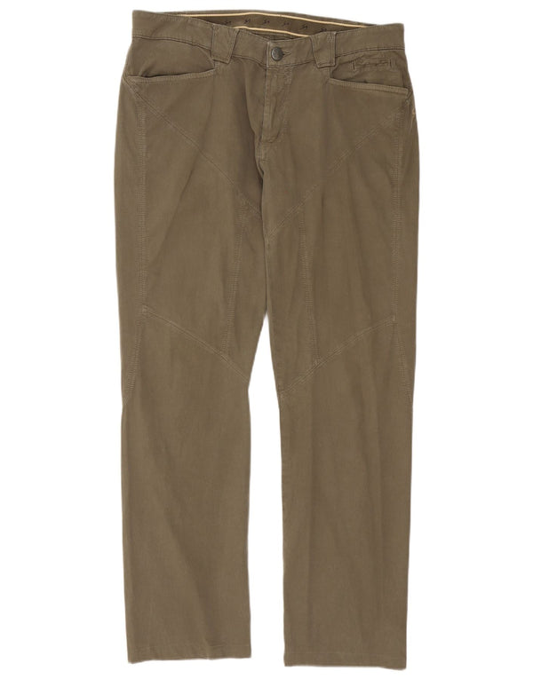 9.2 by Carlo Chionna Mens Straight Casual Trousers W36 L30 Khaki Cotton