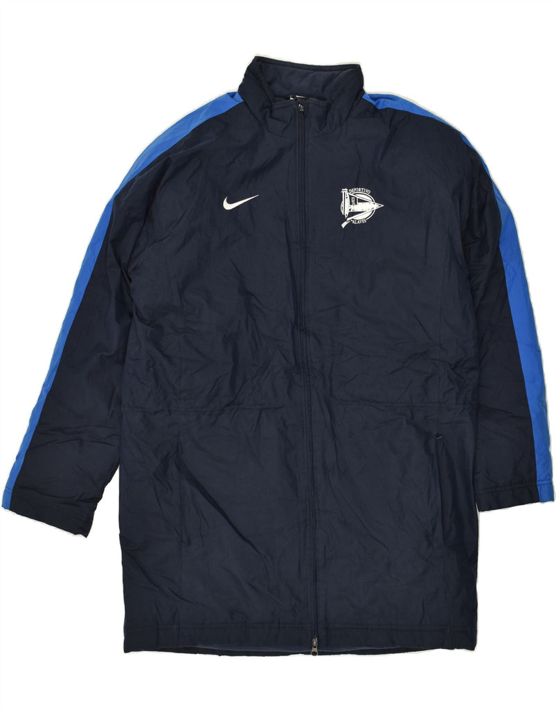 NIKE Mens Deportivo Alaves Windbreaker Coat UK 38 Medium Navy Blue | Vintage Nike | Thrift | Second-Hand Nike | Used Clothing | Messina Hembry 