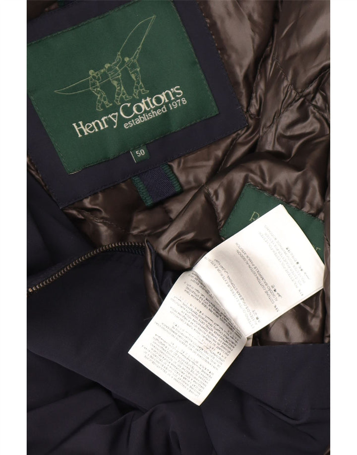 Henry Cottons Mens Padded Coat IT 50 Large Navy Blue Cotton
