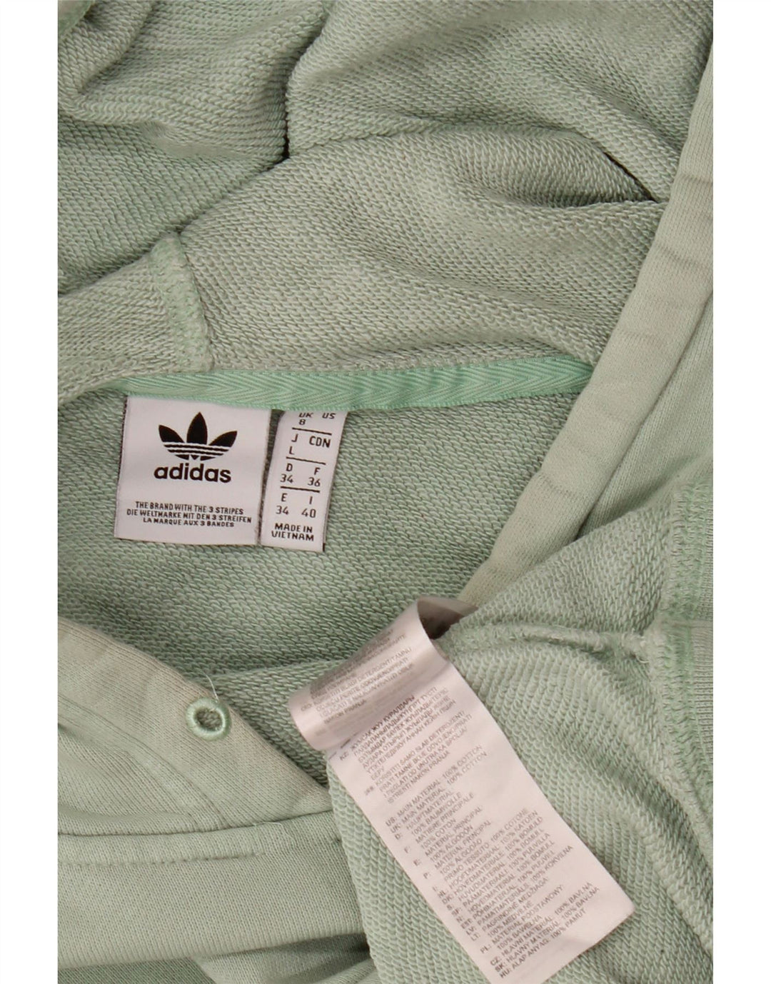 ADIDAS Womens Crop Oversized Hoodie Jumper UK 8 Small Green Cotton