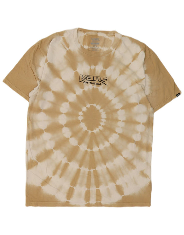 Vans Mens Classic Fit Graphic T-Shirt Top Large Beige Tie Dye Cotton