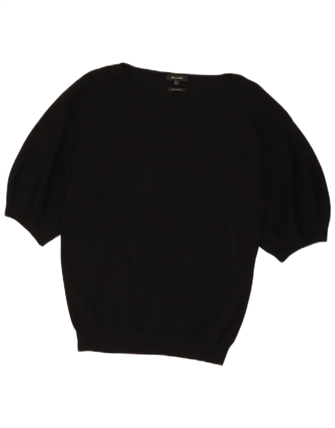 Massimo Dutti Womens Boat Neck Jumper Sweater UK 10 Small Black