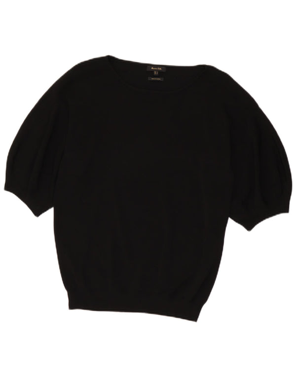 Massimo Dutti Womens Boat Neck Jumper Sweater UK 10 Small Black