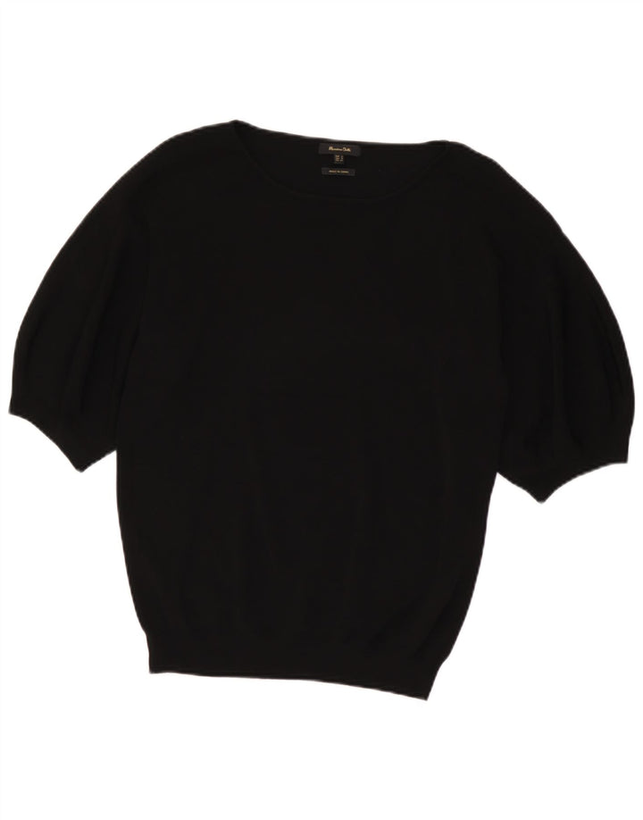 Massimo Dutti Womens Boat Neck Jumper Sweater UK 10 Small Black