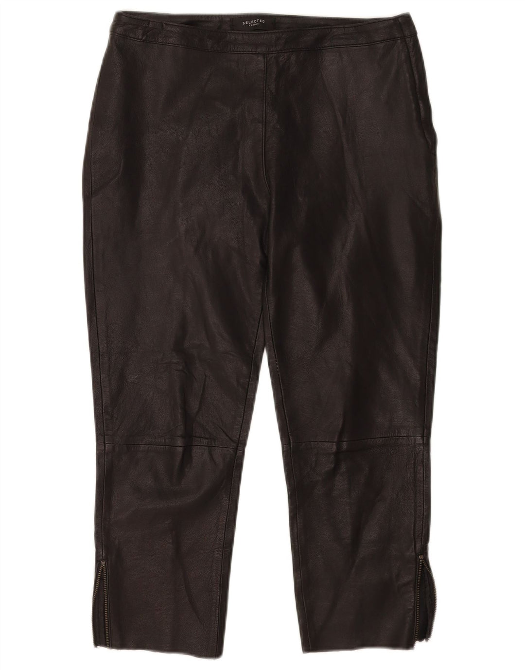 Selected Womens Capri Faux Leather Trousers EU 38 Medium W29 L22 Black