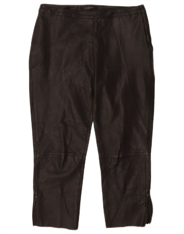Selected Womens Capri Faux Leather Trousers EU 38 Medium W29 L22 Black
